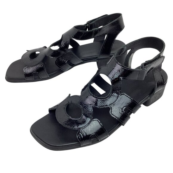 Arche Milyki Patent Leather Womens 41 Slingback Open Toe Sandals Black - Picture 1 of 10